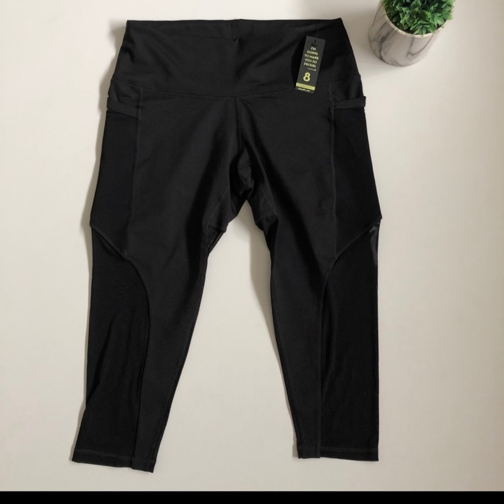 Popflex black mesh pocket capris size 8